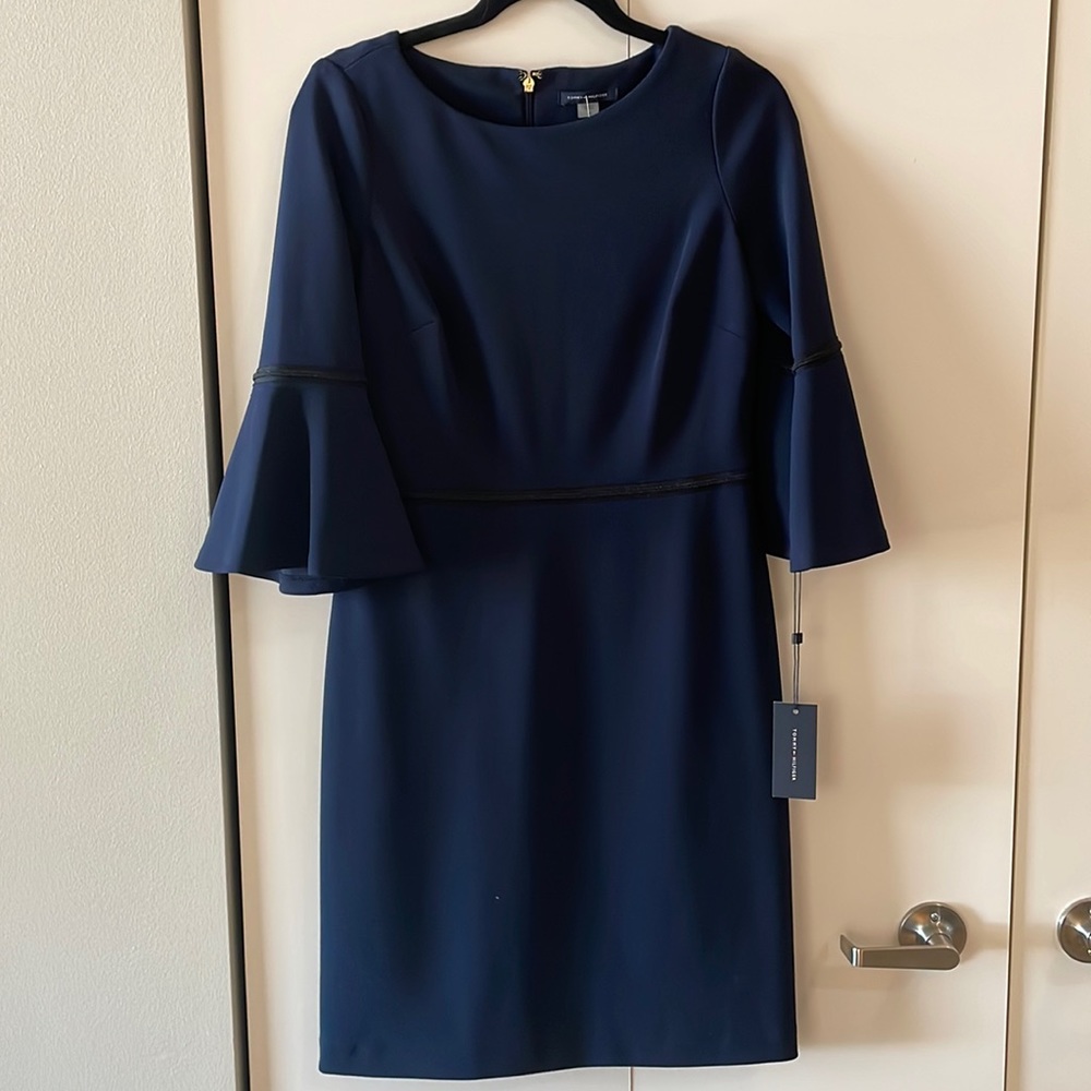 Tommy Hilfiger navy bell sleeve dress